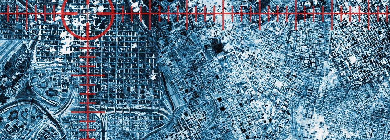mapa de cidade com mira de localização
