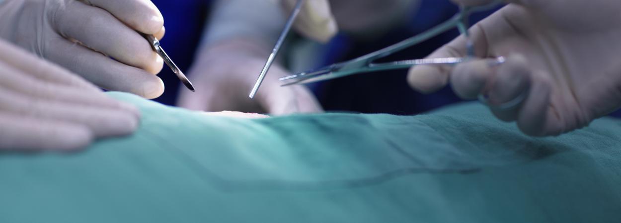 mãos em intervenção cirúrgica