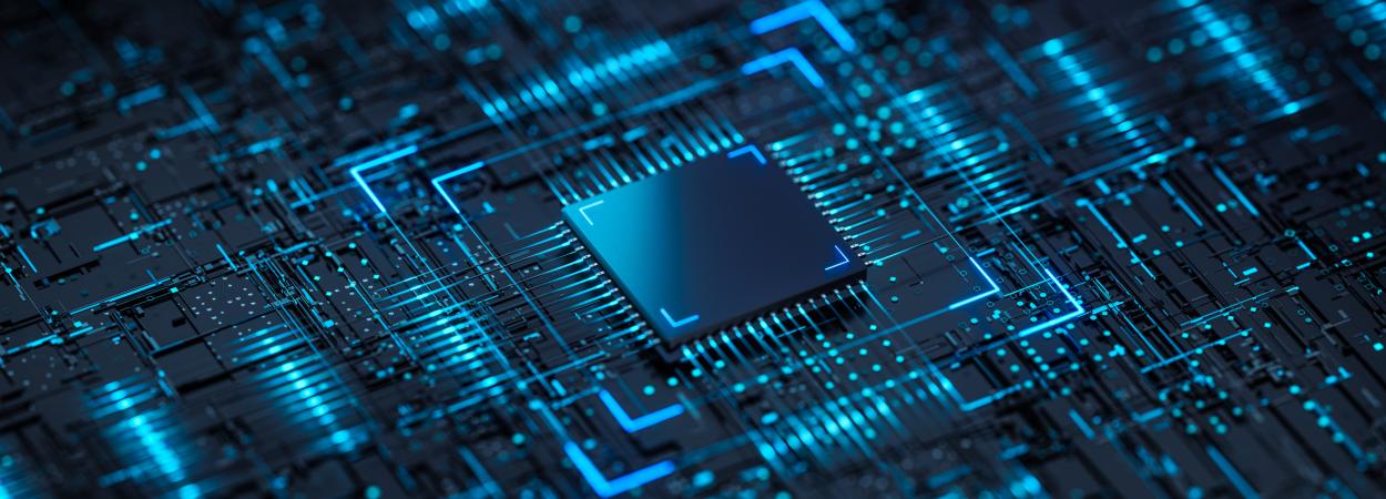 imagem de um chip em azul