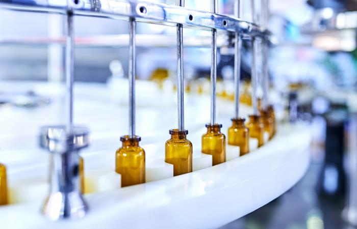 linha de enchimento de frascos