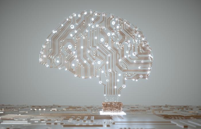 circuitos eletrónicos em forma de cérebro humano