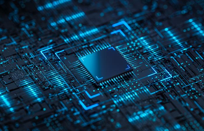 imagem de um chip em azul